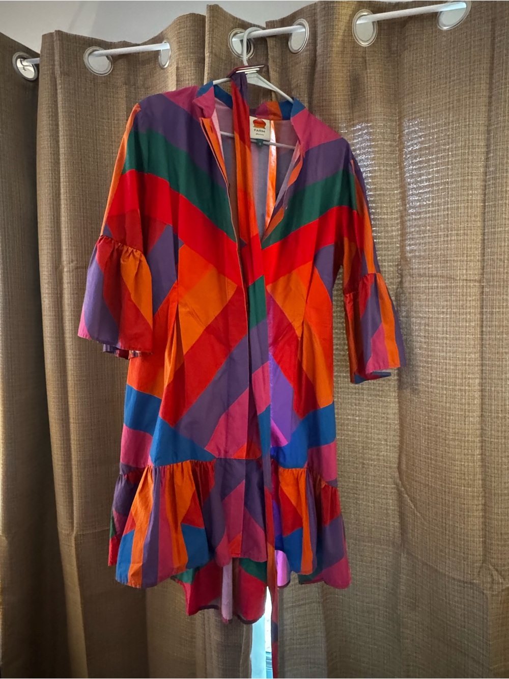 FARM Rio Multicolor Chevron High-Low Belted Ruffle Dress - Picture 2 of 2